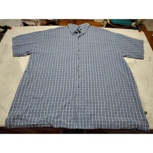 Newport Blue Shirt Men 4XLT Blue Plaid Short Sleeve Casual Dad Waffled Work